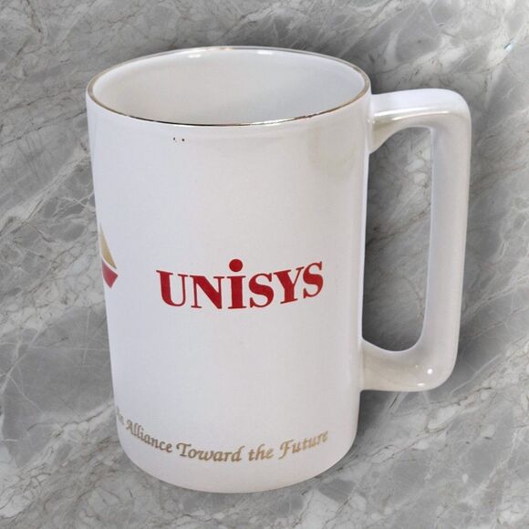 Vintage Motorola UNISYS ASIC Mug “Alliance Toward the Future” Promo Gold Logo 5" - Picture 3 of 7